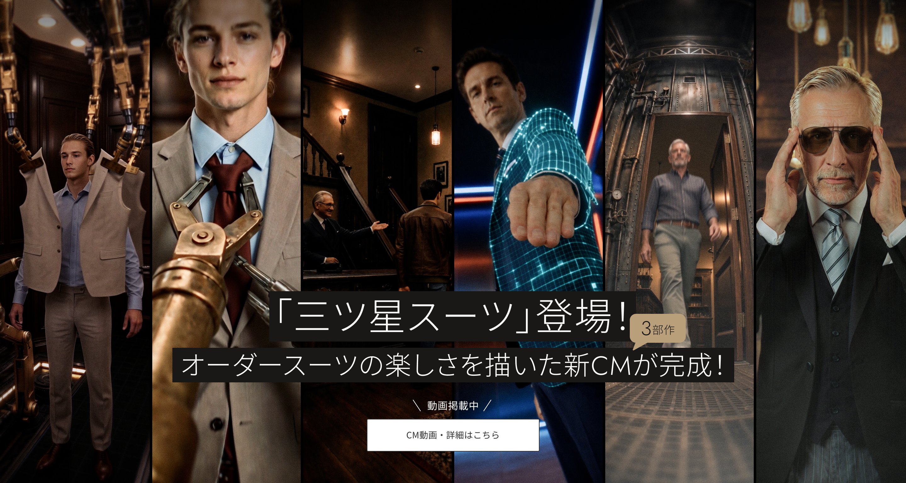 エフワンの「三ツ星スーツ」、オーダーメイドの楽しさを描いた新CMシリーズを公開。